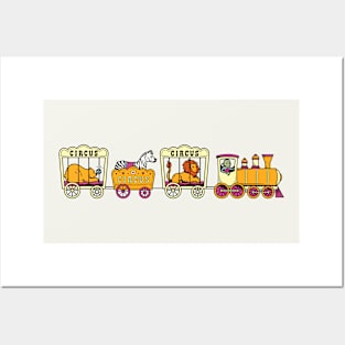 Cartoon Circus Train with Lion, Zebra & Bear Posters and Art